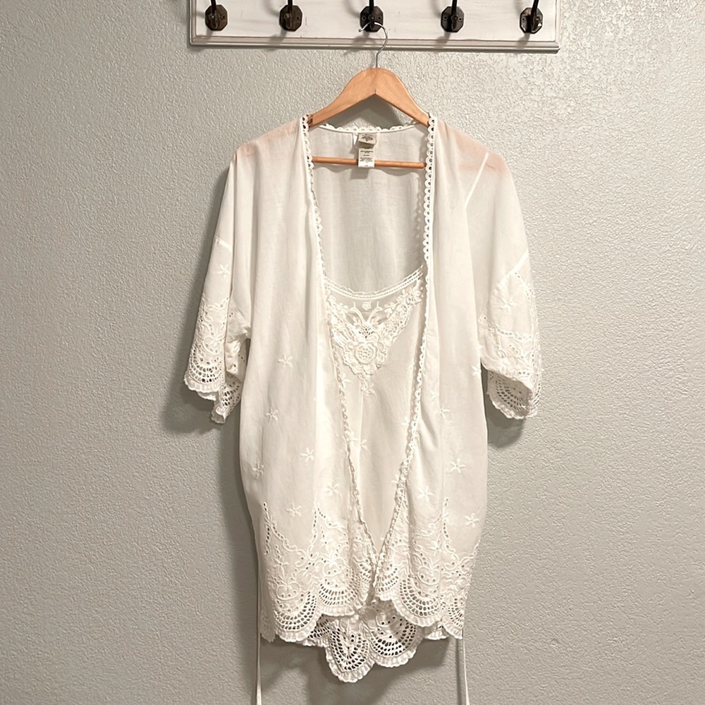 In Bloom by Jonquil - cotton eyelet chemise set, L